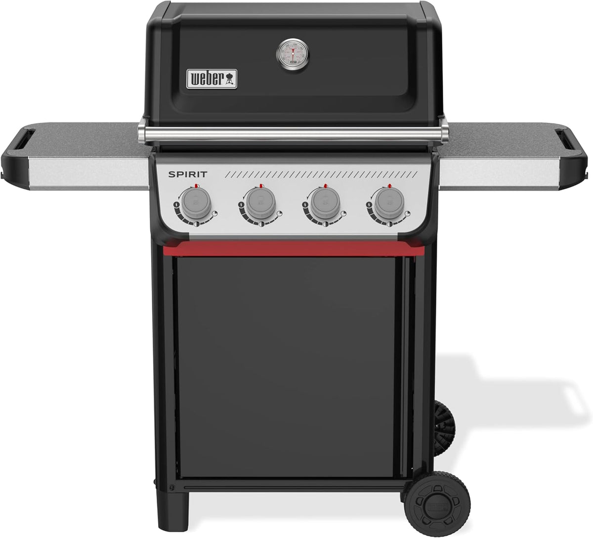 Weber Spirit E 410 Gasgrill - 4 Brenner mit Snap Jet Zündung - 51 x 46 cm Grillfläche und Warmhalterost - Robuste Räder und Weber Works kompatibel Schwarz