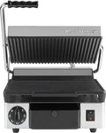 Kontaktgrill 38 x 31 x 17 cm - 1700 Watt Leistung bei 230 Volt - Edelstahl mit glatter und geriffelter Grillfläche - zwei Einstellungen Silber