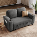 LINSY HOME 2 Sitzer Sofa mit Stauraum - Dunkelgraue Plüsch Cord Couch - Loveseat mit Getränkehaltern - Modernes Sofa für kleine Räume