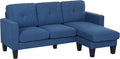 HOMCOM Ecksofa Meridian - 186 x 130 x 84 cm für 3 Personen - Blau mit gepolsterter Rückenlehne - Umkehrbare L Form für Wohnzimmer