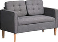 HOMCOM 2 Sitzer Sofa - 117 x 62 x 78 cm mit Stauraum - Graue Samtoptik und Holzbeine - Gepolsterte Couch für Wohnzimmer Schlafzimmer