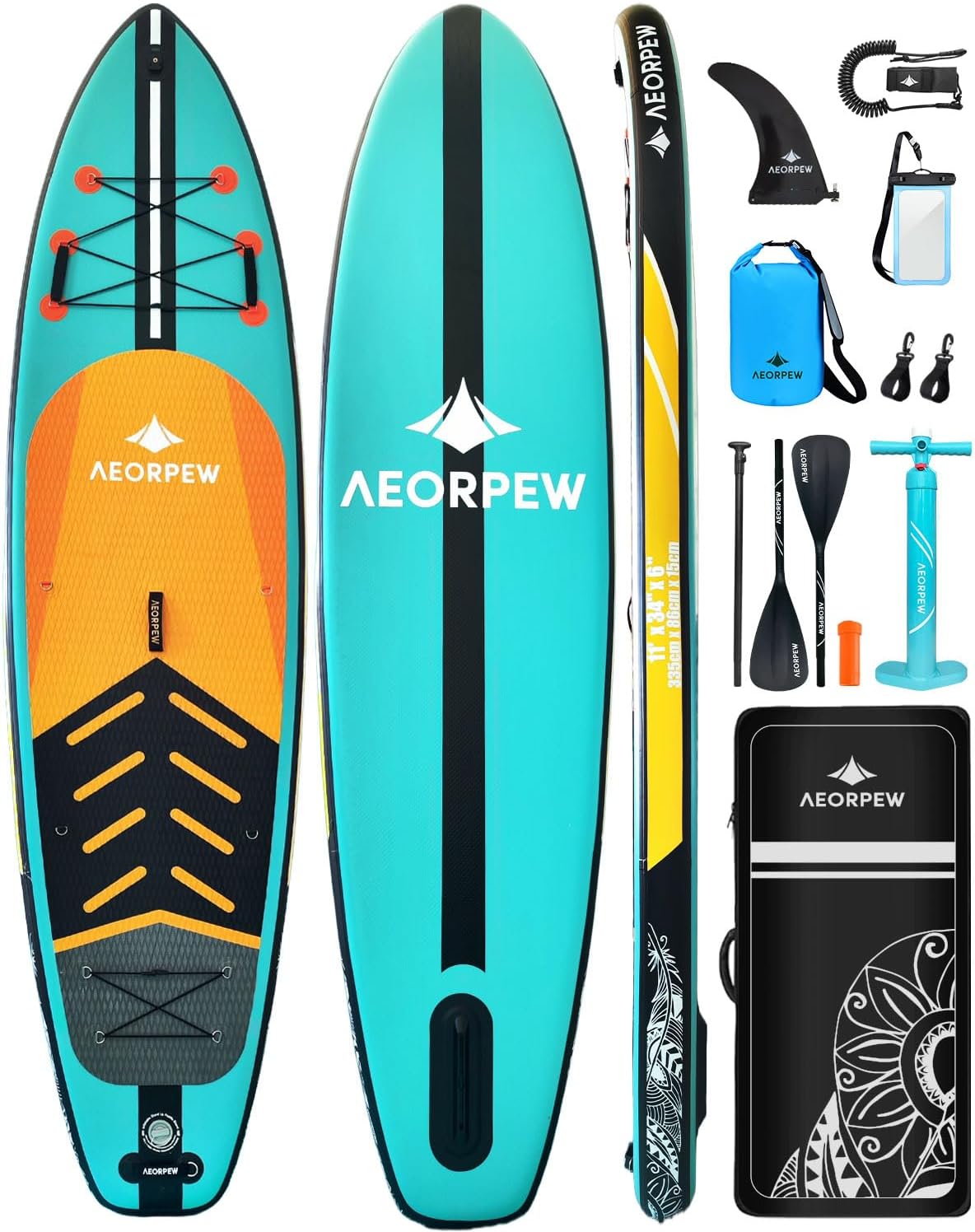 Aufblasbares SUP Board für Erwachsene - 88,9 cm breites Stand Up Paddle Board - Komplettes Zubehör Set für Jugendliche und Erwachsene