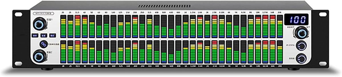 Zweikanal 31 Band Equalizer - Dynamische LED Spektrumanzeige und 10 Speichermodi - Höhen Mitten Bass separat einstellbar - DSP mit 24 Bit 48 kHz Sampling