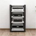 Audio Rack Turm - 5 Ebenen verstellbar - Weißer AV Medienständer zur Bodenmontage - Moderne Audio Video Regale für Stereo und Heimkino Geräte