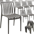 tectake Gartenstühle stapelbar - 6er Set aus Polypropylen - 58 x 47 x 80,5 cm Anthrazit - Platzsparende Outdoor Stühle für Balkon Terrasse Garten