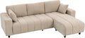 HOMCOM Ecksofa 3 Sitzer in L Form - Umkehrbare Chaiselongue mit Kissen - Gepolsterte Couch in Leinen Optik 242 x 156 x 87 cm - Beige