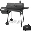 DNKMOR Smoker Holzkohlegrill mit Beistelltisch - Grillwagen mit Thermometer und verstellbarer Lüftung - Schwarz