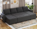 Devoko U Form Ecksofa mit Schlaffunktion - 4 Sitzer Couch mit Bettkasten - Ausziehbare Schlafcouch 260 cm - Dunkelgraue Wohnlandschaft für Wohnzimmer