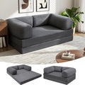 MeMoreCool Boneless Schlafsofa 4 in 1 - 150 x 90 x 60 cm für 1 Person - Kordsamt Grau mit Armlehnen - Faltbare Couch Matratze und Schlafsessel