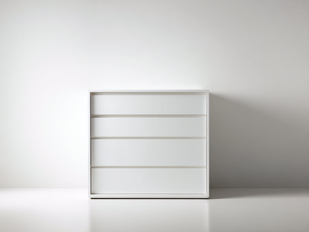 Kommode mit Schubladen aus Holzwerkstoff 100x40x90 cm - Weiß - 4 Schubladen mit grifflosen Fronten