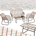 tectake Rattan Gartenmöbel Set für 4 Personen - Gartenbank 2 Stühle und Tisch - Outdoor Sitzgruppe für Balkon Terrasse und Garten - Natur