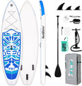 Stand Up Paddle Board 10,6 Fuß - aufblasbares SUP aus PVC in Tiki Blau - Anti Rutsch EVA Deck für Einsteiger und Familien - Set mit Paddel Pumpe und Zubehör