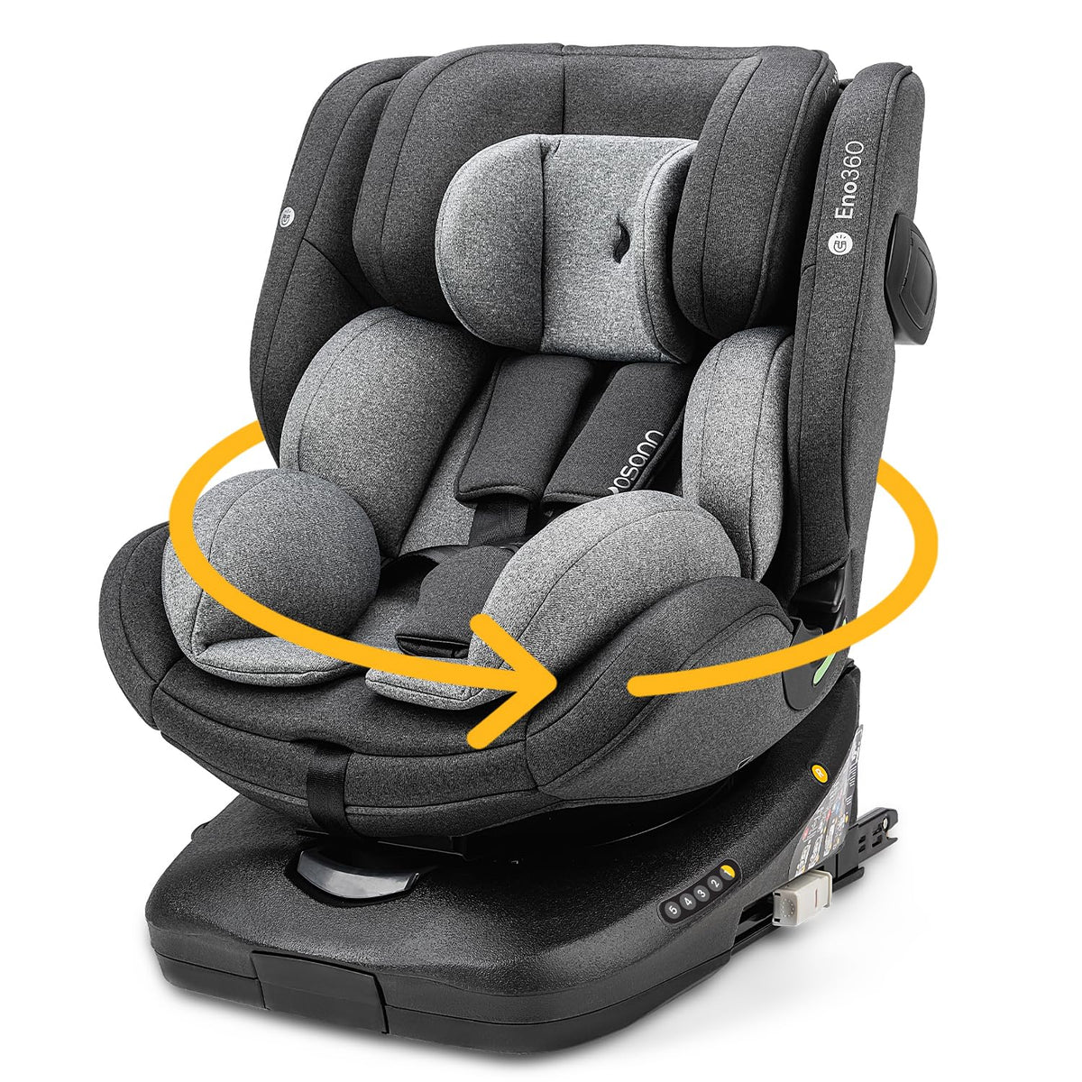 Osann Eno360 i Size drehbarer Kinderautositz - 40 bis 150 cm - Reboarder mit ISOFIX Dark Grey Melange