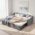 Ausziehbares Schlafsofa Tagesbett - 210 x 190 x 75 cm für 2 Personen - Ausziehbar auf 180 x 200 cm - Grau mit Bettkasten ohne Matratze