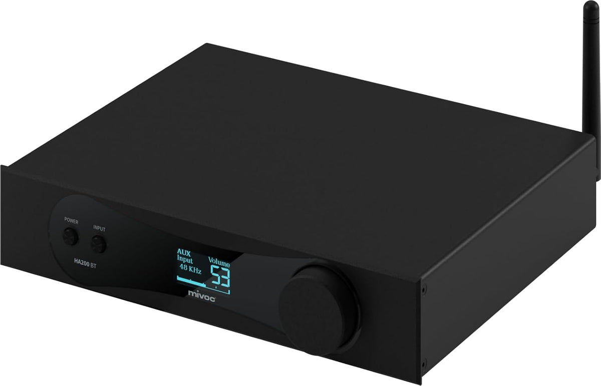 HA200 BT HiFi Stereo Verstärker - 2 x 100 W Ausgangsleistung - Bluetooth und optischer Eingang - Kompakter Verstärker mit Subwoofer Ausgang