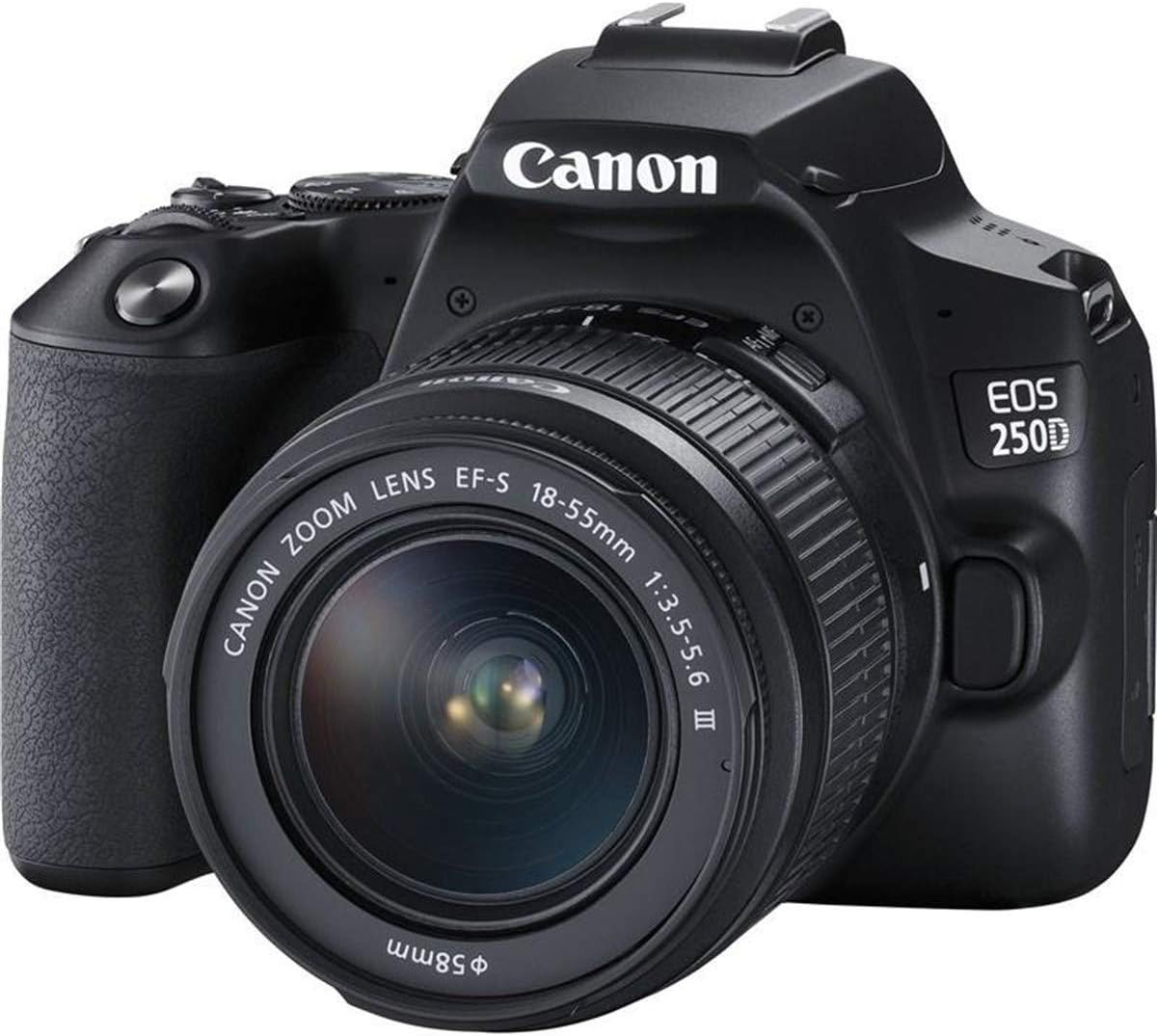 Canon EOS 250D Spiegelreflexkamera - 24,1 MP APS C CMOS Sensor mit DIGIC 8 - EF S 18 55 mm Objektiv und Vari Angle Display - 4K WLAN Bluetooth Schwarz
