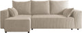 Ecksofa Tobi mit Schlaffunktion - 246 x 145 x 85 cm für 3 Personen - Cord Poso 100 Beige mit Bettkasten - L Form Schlafsofa für Wohnzimmer