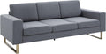 HOMCOM Polstersofa 200 x 82 x 78 cm - 3 Sitzer Stoffsofa in Leinenoptik - 55 cm Sitztiefe mit Kissen und Armlehnen - Dunkelgrau
