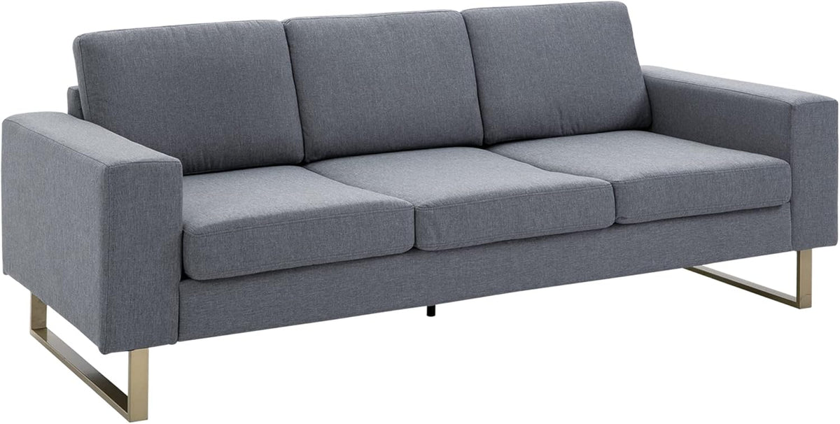 HOMCOM Polstersofa 200 x 82 x 78 cm - 3 Sitzer Stoffsofa in Leinenoptik - 55 cm Sitztiefe mit Kissen und Armlehnen - Dunkelgrau