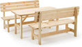 Gartengarnitur aus Holz - Tisch 150 x 70 x 74 cm mit Bänken - PEFC zertifizierte Gartenmöbel Natur - Robuste Sitzgruppe für Garten Außenbereich