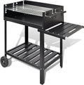 BBQ Säulengrill Holzkohle Standgrill - Grillwagen mit 2 Rädern - Für Barbecue und Smoker Anwendungen - Mobiler Kohlegrill für Garten und Außenbereich