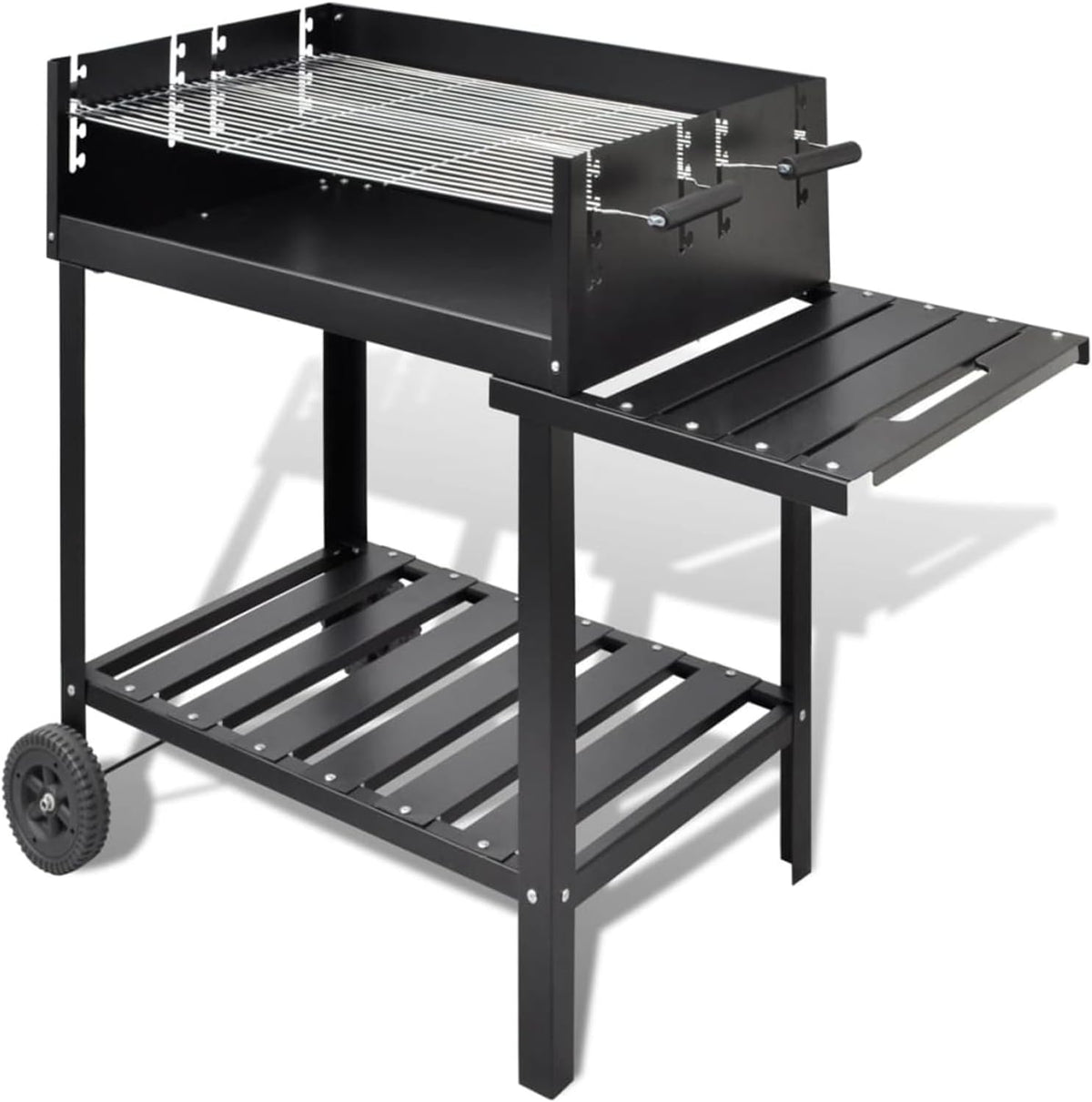 BBQ Säulengrill Holzkohle Standgrill - Grillwagen mit 2 Rädern - Für Barbecue und Smoker Anwendungen - Mobiler Kohlegrill für Garten und Außenbereich