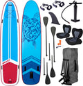 BRAST SUP Board Family XXL - 370 x 87 x 15 cm Aufblasbares Stand Up Paddle Set - 210 kg Tragkraft mit Kajak Sitzen und Zubehör
