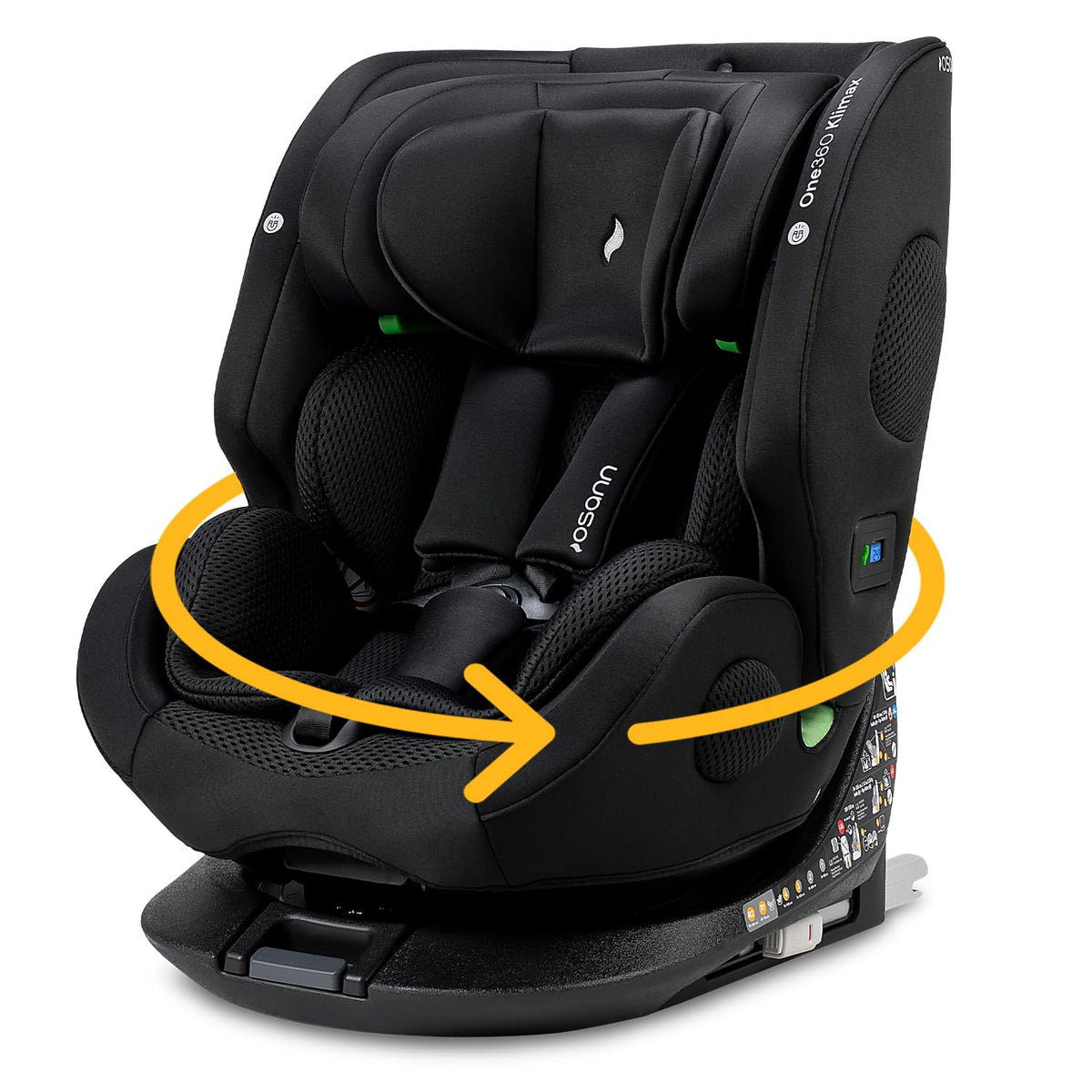 Osann One360 Klimax i Size Kindersitz - 40 bis 150 cm - 360 Grad drehbarer Reboarder mit ISOFIX All Black