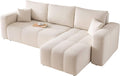 Ecksofa mit Schlaffunktion 248 x 145 cm - 3 Sitzer Schlafsofa mit Bettkasten - Moderne wandelbare Wohnzimmer Couch - Manila 01 Beige