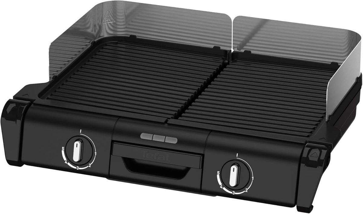 Tefal BBQ Family Elektro Tischgrill - 2400 W mit zwei getrennten Grillflächen - Antihaft Aluminium Druckguss Grillplatten