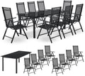 Juskys Aluminium Gartengarnitur Milano 81 - 9 teilig mit 8 Hochlehner Stühlen und Tisch - Verstellbar und klappbar - Grau wetterfest für Terrasse Garten