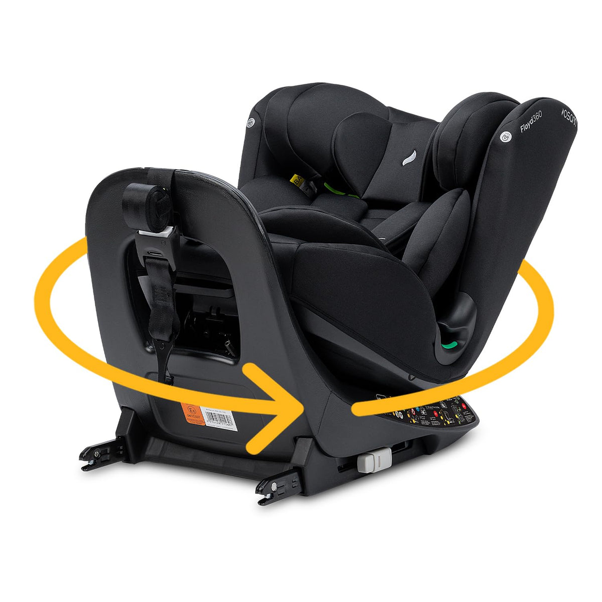 Osann Floyd360 Kindersitz 40 bis 150 cm - 360 Grad drehbarer Reboarder - ISOFIX und Top Tether - 11 Höhenpositionen und 5 Punkt Gurt Schwarz