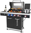 El Fuego Kingston Gasgrill - 4 plus 1 Brenner mit Infrarotbrenner - LED Beleuchtung und Sichtfenster Silber Anthrazit