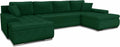 Sofnet Faris U Form Wohnlandschaft - Schlafsofa für 7 Personen mit Bettkasten - Große Couch mit Bettfunktion und Polyester Bezug - Grün Kronos 19