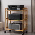 Mobiler Audio Video Ständer - 3 Ebenen für DVD CD Plattenspieler Stereo - Verstellbare Regale mit Rollen - Medienmöbel für Wohnzimmer Büro