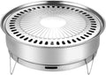 Tragbarer Edelstahl Holzkohlegrill - Kompakter Campinggrill mit Deckelthermometer - Outdoor Picknick Grill für Familien