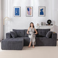 MAXYOYO Modulares Schlafsofa - 254 x 90 x 67 cm für 3 Personen - Grauer Corduroy mit Becherhalter - Umbaubar in L Form und Doppel Schlafsofa