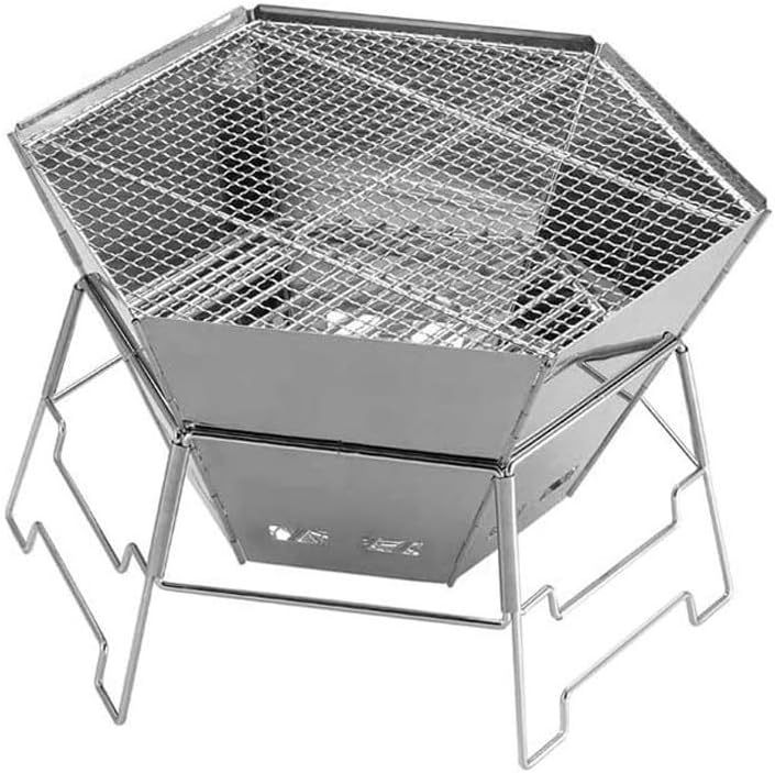 Holzkohlegrill für den Außenbereich - kompakter Camping Grill mit Holzkohlebetrieb - tragbare Konstruktion für Fleisch und Gemüse - für Garten Terrasse Picknick und Reisen