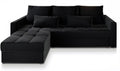 Masseno KOS PIK Ecksofa 220 x 140 x 85 cm - 3 Sitzer Schlafcouch mit Bettkasten - 71 cm tiefe L Form Couch - Kronos 07 Schwarz