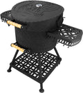 Drakkar XL Holzkohlegrill Standgrill - 54,5 cm Gussrost mit Stahlkonstruktion - Outdoor BBQ Grillwagen mit Ablagen und Rollen
