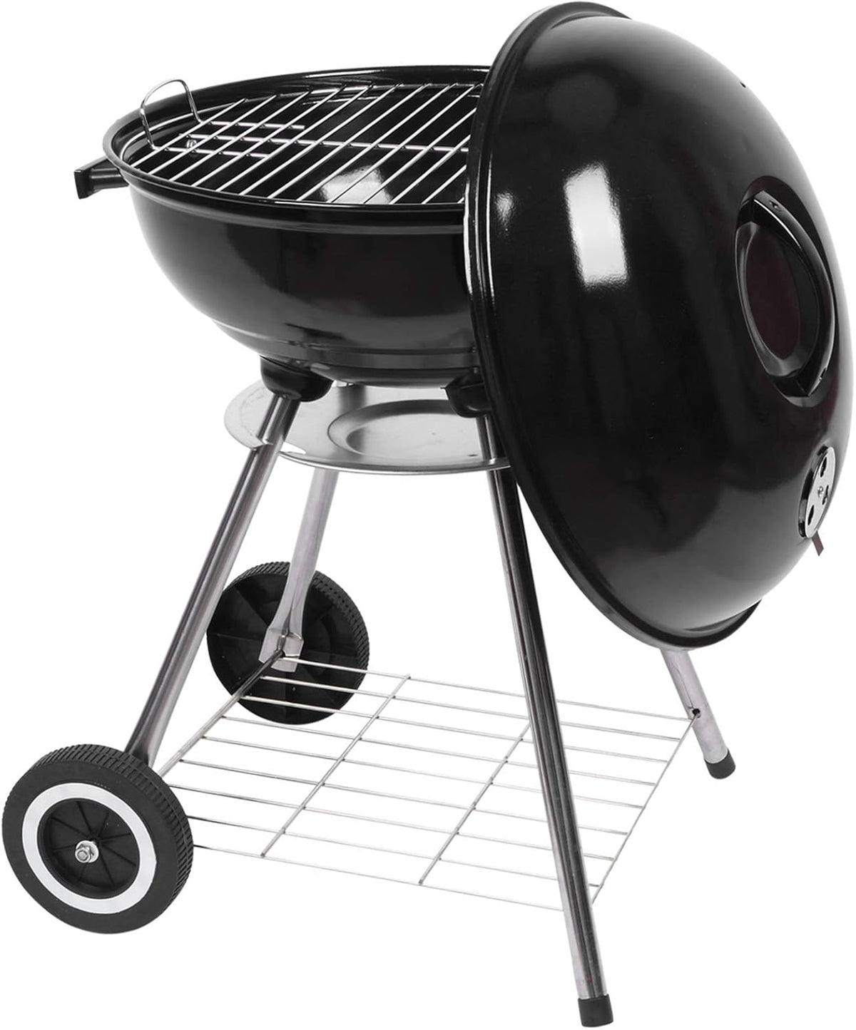 18 Zoll tragbarer Holzkohlegrill mit Rädern - Mobiler Kesselgrill für Camping BBQ Terrasse und Hinterhof