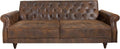 invicta INTERIOR Maison Belle Chesterfield Sofa - 220 cm antik braune Schlafcouch - Polyester Polsterung mit Schlaffunktion - Englisches Design