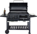 HWC K94 Holzkohlegrill Grillwagen - BBQ Gartengrill mit Deckel und Ablage - Stahl Emaille Schwarz