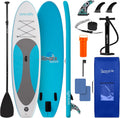 Stand Up Paddle Board aufblasbar - Touring SUP aus PVC in Marineblau - Set mit Paddel Pumpe und Tasche - bis 155 kg für See Fluss und Meer
