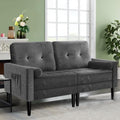 2 Sitzer Samtsofa - 149 x 70 x 86 cm mit 2 Kissen - Metallic Grau mit Massivholzrahmen - Modernes Kuschelsofa für Wohnzimmer Schlafzimmer