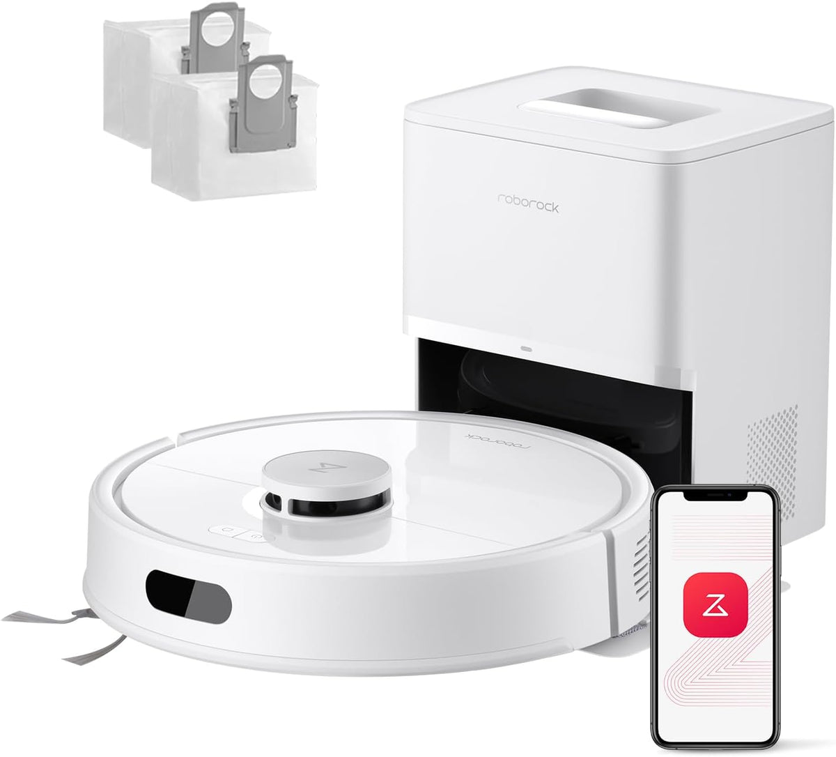 roborock Q7 L5 Set Saugroboter mit Wischfunktion - Absaugstation - 8000 Pa Saugleistung und LiDAR Navigation Weiß