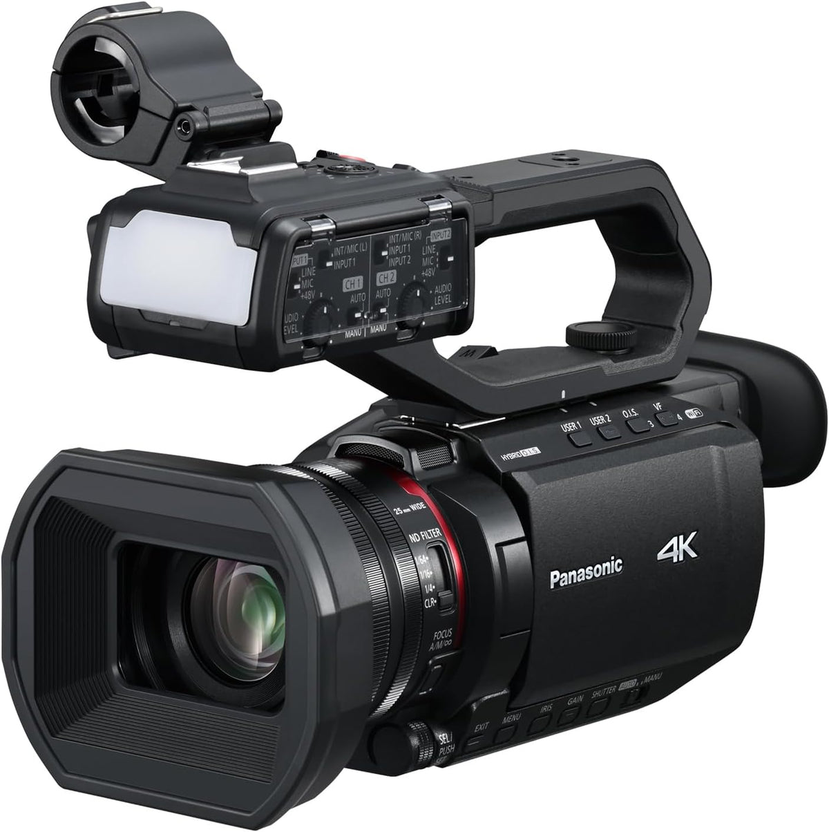 Panasonic AG CX18EH Professional Camcorder 4K 60p - 25 mm Weitwinkel und 24 fach Zoom - 5 Achsen Hybrid OIS mit 3G SDI XLR WiFi USB PD - Schwarz