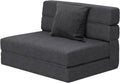 ANONER Schlafsessel mit Bettfunktion - 193 x 99 x 15 cm für 1 Person - Memory Schaum mit Kissen und waschbarem Bezug - Dunkelgrau klappbares Futon Schlafsofa