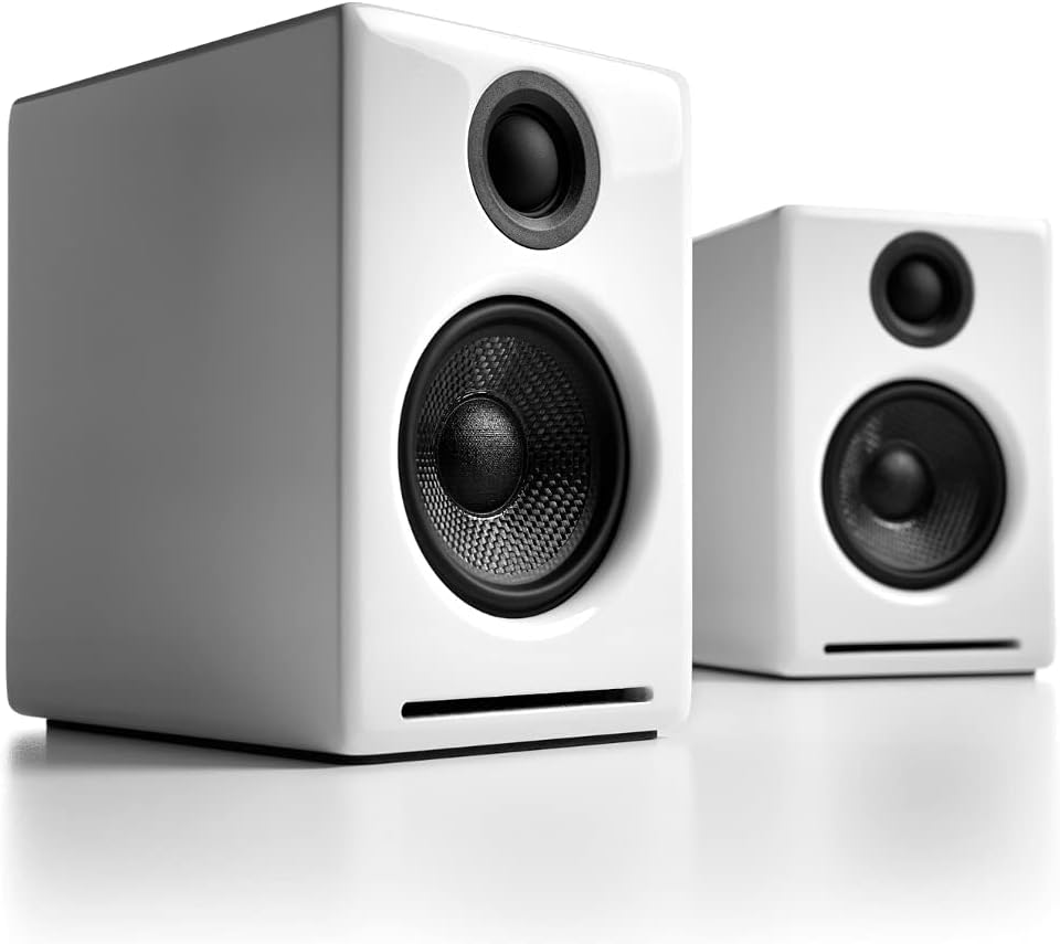 Audioengine A2 Plus Bluetooth Lautsprecher 60 Watt - Stereo Desktop Boxen mit aptX und USB Audio - RCA und 3,5 mm Anschluss - Holzgehäuse
