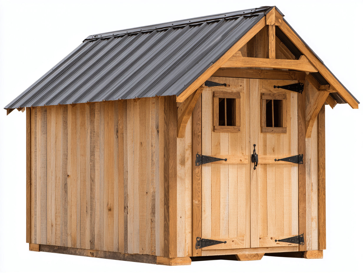 Gartenhäuser Gerätehaus Holz und Metall 320x240x230 cm - Naturholz-Dunkelgrau-Schwarz - geräumiges Gartenhaus mit Doppeltür